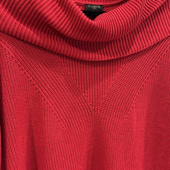 Talbots 2xl Red Cowl Neck Long Sleeve Sweater EUC Winter Holiday Cozy - Picture 3 of 5